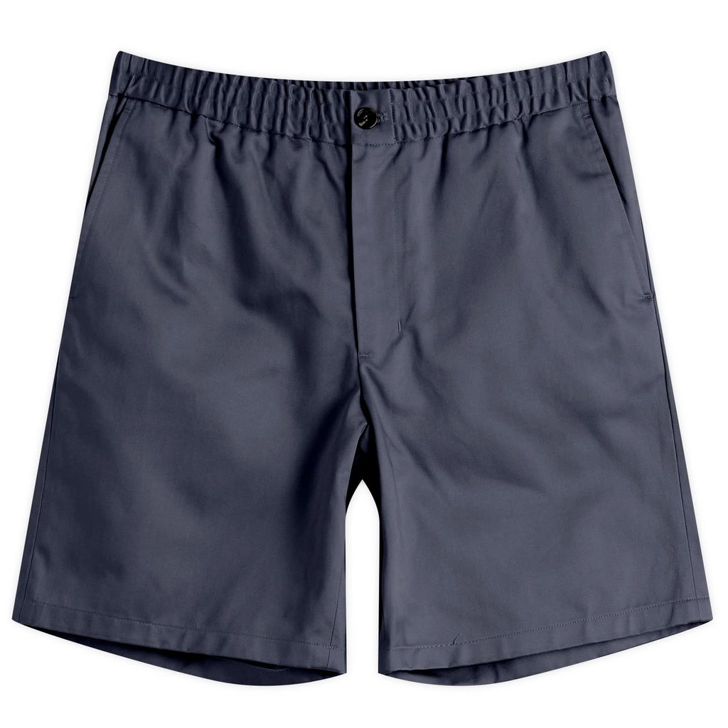 AMI Paris Men's Elasticated Waist Cotton Shorts Navy Blue